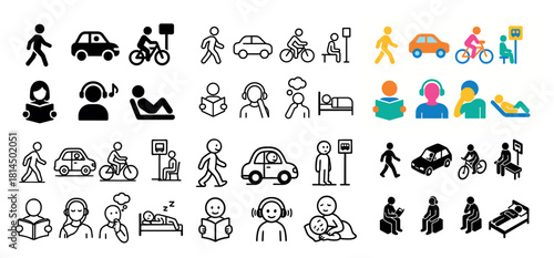 Diverse pictograms of daily activities