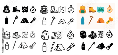 Outdoor adventure icons collection