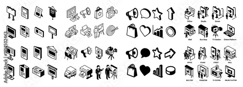 Business and media icon set overview