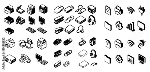 Isometric technology icons collection