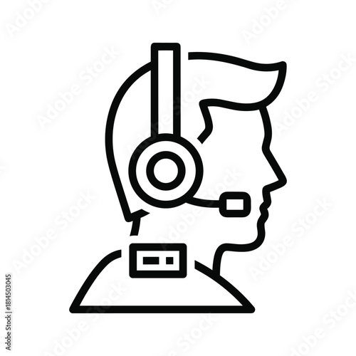 Outline icon of a person wearing a headset with a microphone, representing customer service or communication