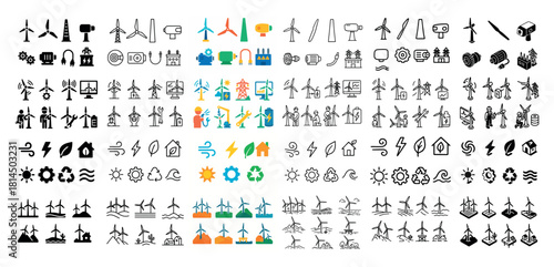 Renewable energy symbols collection