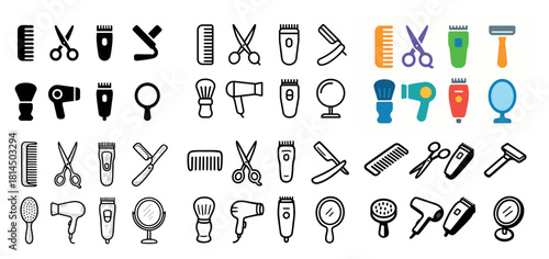 Barber tools and icons collection