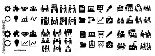 Business cooperation icons collection