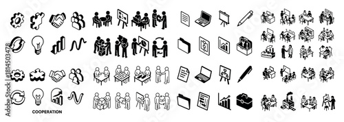 Collaborative teamwork icon set