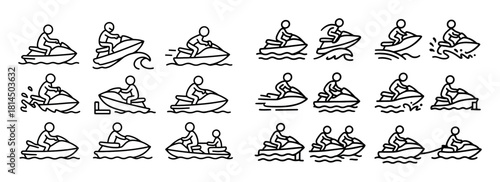 Jet Ski Doodle Icons