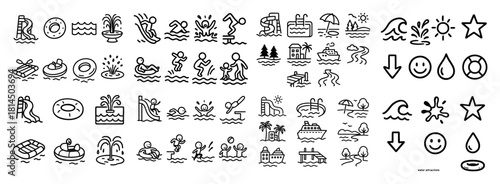 Water activities icon set collection