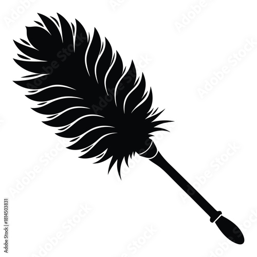 feather duster black and white silhouette on white background