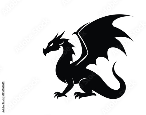 Wallpaper Mural Dragon Silhouette Icon Mythical Creature with Wings and Powerful Pose Vector Illustration Torontodigital.ca