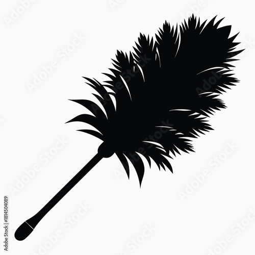 feather duster black and white silhouette on white background