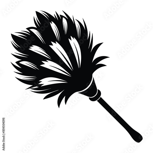 feather duster black and white silhouette on white background