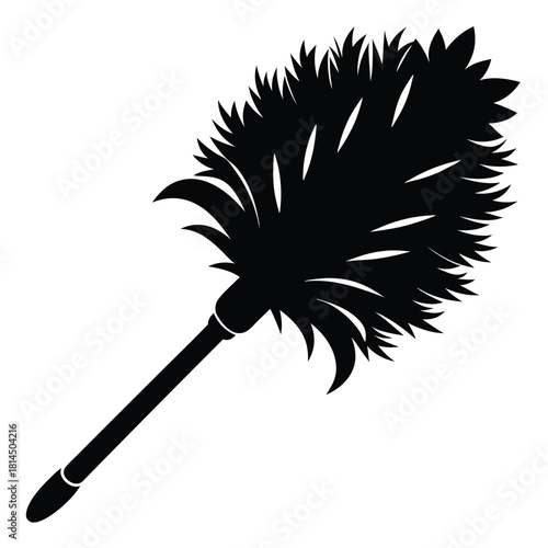 feather duster black and white silhouette on white background