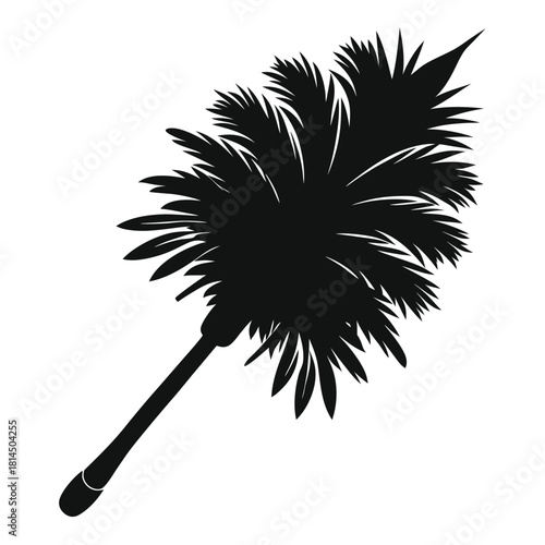 feather duster black and white silhouette on white background
