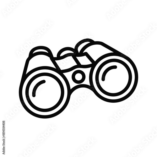Line art icon of binoculars, representing observation, exploration, discovery, and vision