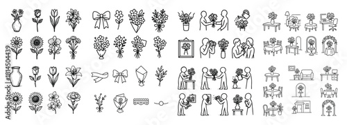 Sketch floral designs and arrangements