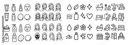 Skincare routine icons and symbols