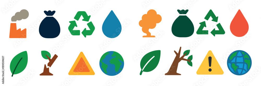 Fototapeta premium Environmental Impact Icons