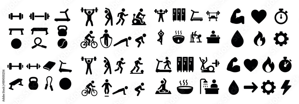 Fototapeta premium Fitness icon set: exercise activities