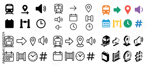 Transportation and navigation icons set