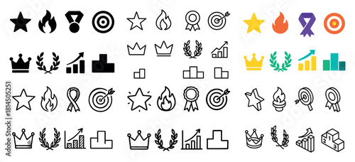 Variety of icon designs and symbols