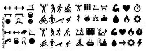 Fitness icon set: exercise activities