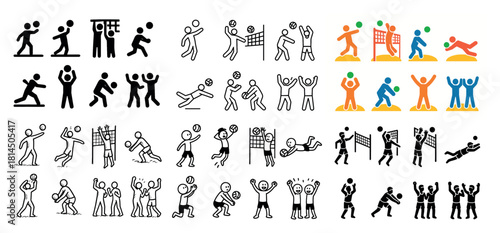 Illustrated volleyball figures collection