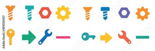 Colorful Furniture Fittings Icons