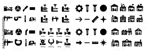 Industrial manufacturing icons collection