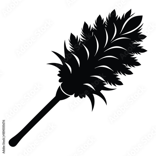 feather duster black and white silhouette on white background