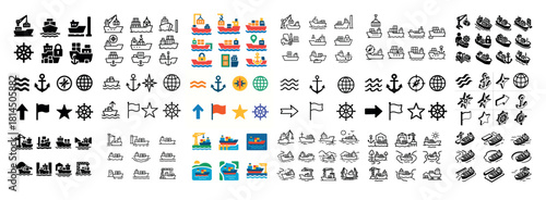 Maritime icons collection in various styles