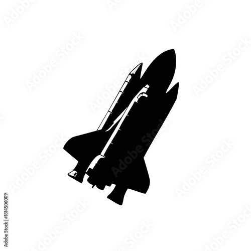 Space Shuttle Orbiter Launch System Silhouette Isolated Black and White