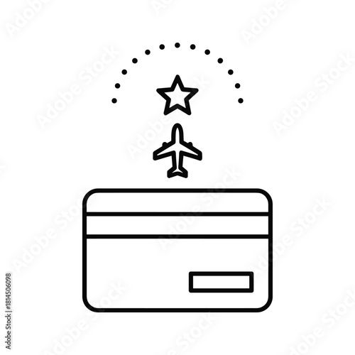 Credit card with airplane and star icon symbolizing premium travel rewards and airline loyalty programs