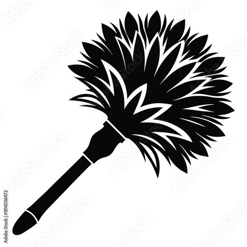feather duster black and white silhouette on white background
