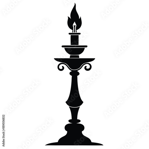 european candlestick black and white silhouette