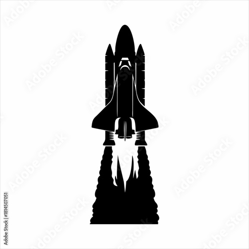 Space Shuttle Launching with Smoke Trail Silhouette Icon