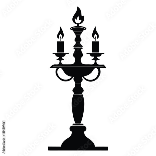 european candlestick black and white silhouette