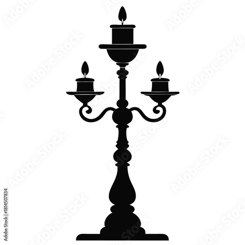 european candlestick black and white silhouette
