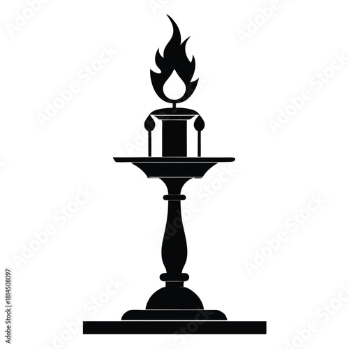 european candlestick black and white silhouette