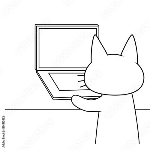 09パソコンに向かう猫