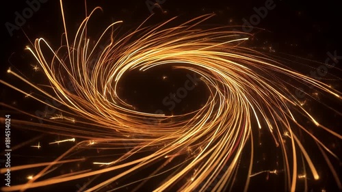 Abstract Swirling Energy Vortex Light Trails Motion Background.