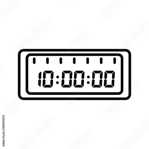 Digital clock display showing ten hours zero minutes and zero seconds time isolated on