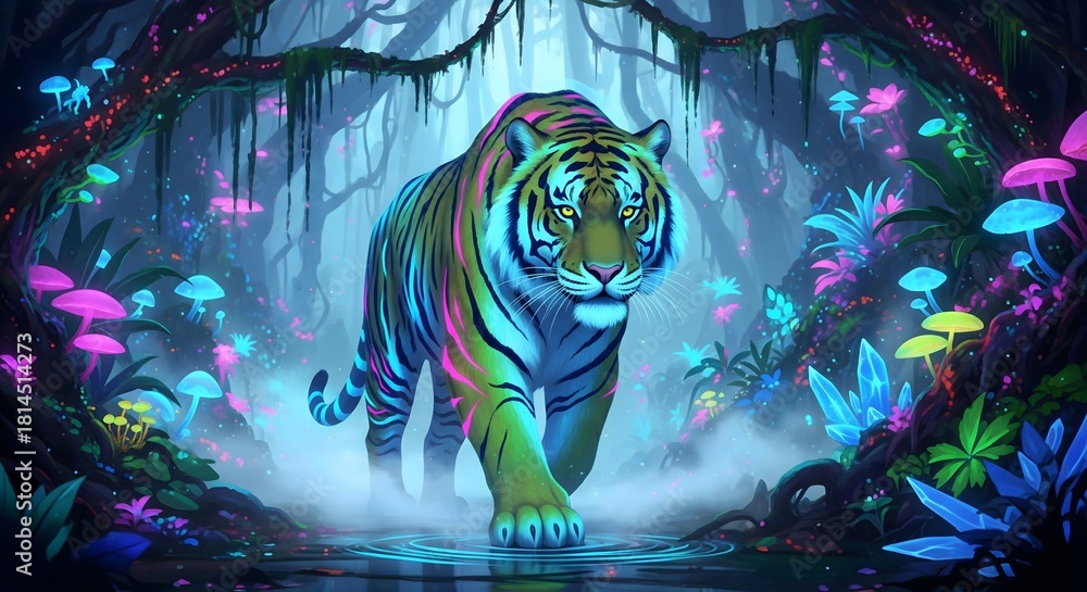 Naklejka premium Luminous Wildlife,generative AI