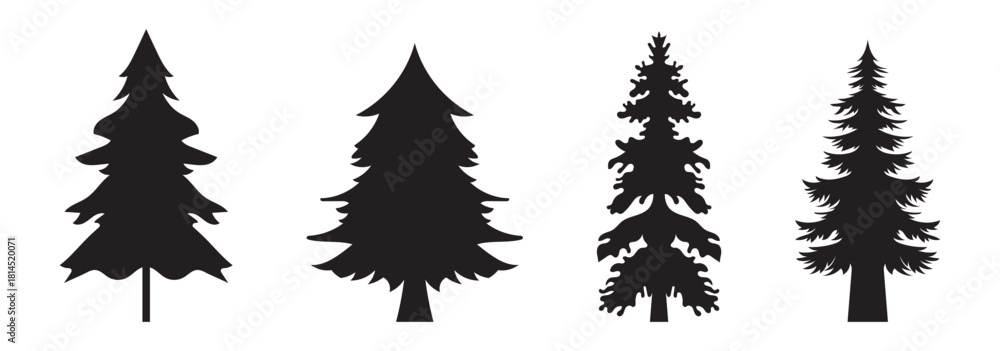 Obraz premium set silhouette of christmas tree, fir tree design vector isolated