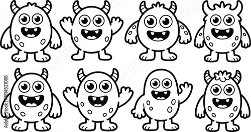 Cute Monster Character Cartoon Illustrations for Children Books and Designs