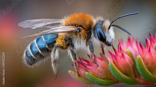 Close-up of a bee pollinating a flower