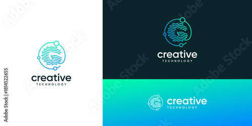 Abstract letter G logos with wave dots and lines connected ideas. Global network tech sphere design concept. Creative vector illustration based icons template.