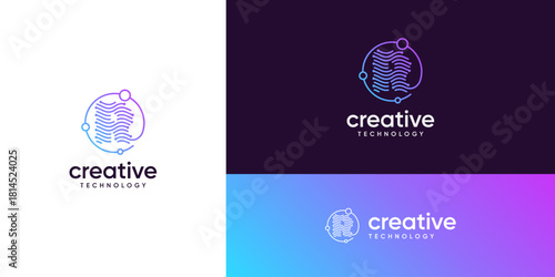 Abstract letter R logos with wave dots and lines connected ideas. Global network tech sphere design concept. Creative vector illustration based icons template.