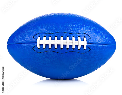 Football's Focus: A close-up view of a vibrant blue football, meticulously crafted and ready for action. The texture of the ball highlights the meticulous craftsmanship.