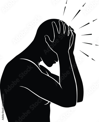 Silhouette Head pain vector on white background