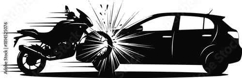 Silhouette vector of  Motorbike Hitting Pole